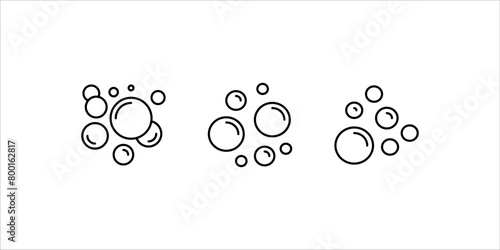 Bubbles line icons set. Soap foam, fizzy drink, oxygen bubble, effervescent effect line icons set, editable stroke isolated on white, linear vector outline illustration, symbol logo design style