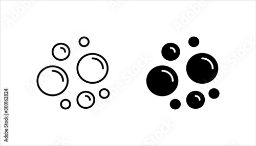 Bubbles line icons set. Soap foam, fizzy drink, oxygen bubble, effervescent effect line icons set, editable stroke isolated on white, linear vector outline illustration, symbol logo design style