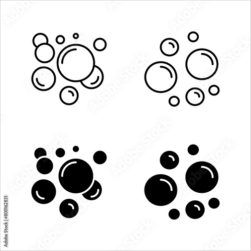 Bubbles line icons set. Soap foam, fizzy drink, oxygen bubble, effervescent effect line icons set, editable stroke isolated on white, linear vector outline illustration, symbol logo design style