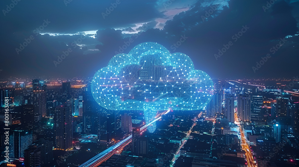 storm of Cloud storage ,Circuit background data processing technology and cloud computing
cloud computing icon network over a smart city, data network connection icon at the edge of technology 