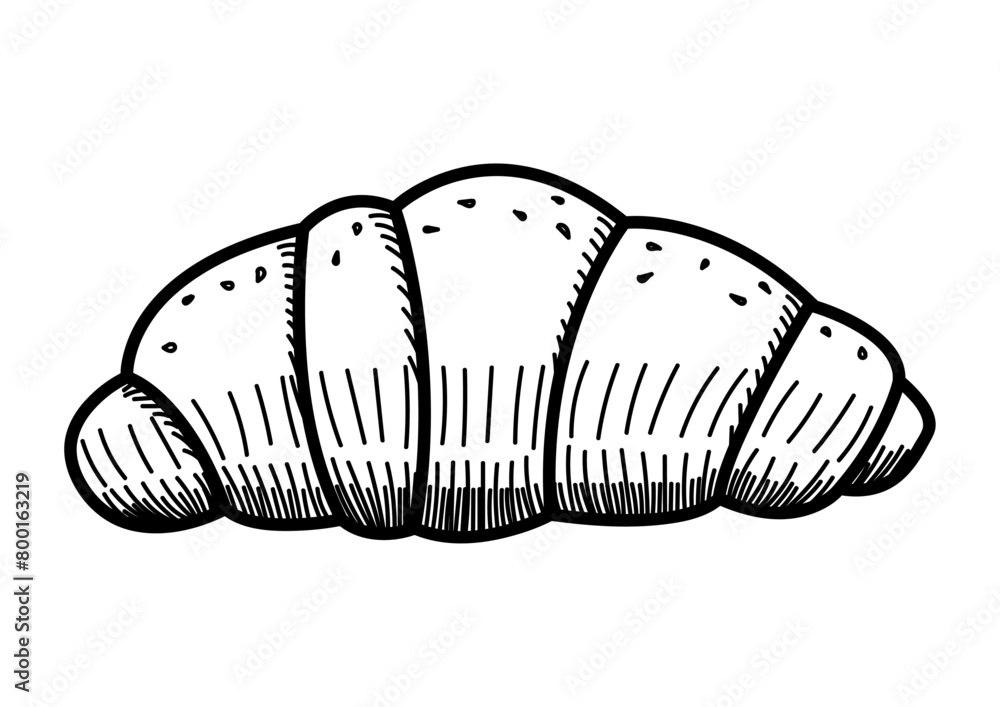 Doodle line art vector illustration of a croissant isolated on white Doodle line art vector illustration of a croissant isolated on white