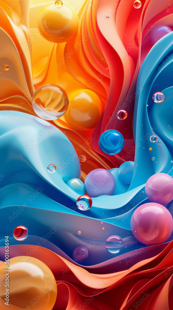 Vibrant 3D abstract shapes in various colors, designed as a background ...