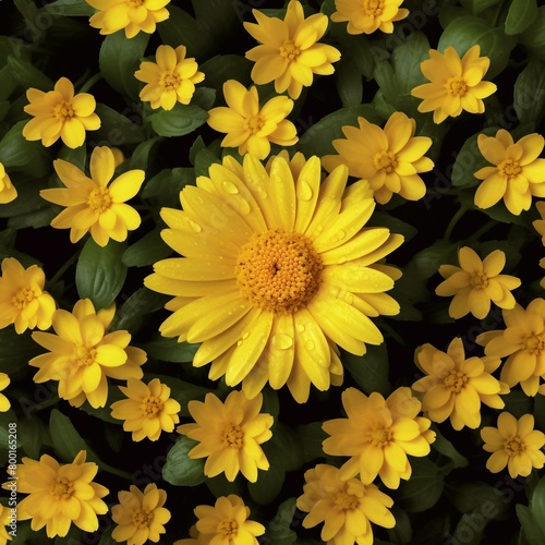 top view of many sunflower, yellow, seamless pattern, beautiful, seamless pattern background.