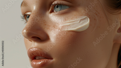 Close-Up Portrait with Cream  Makeup  and Texture