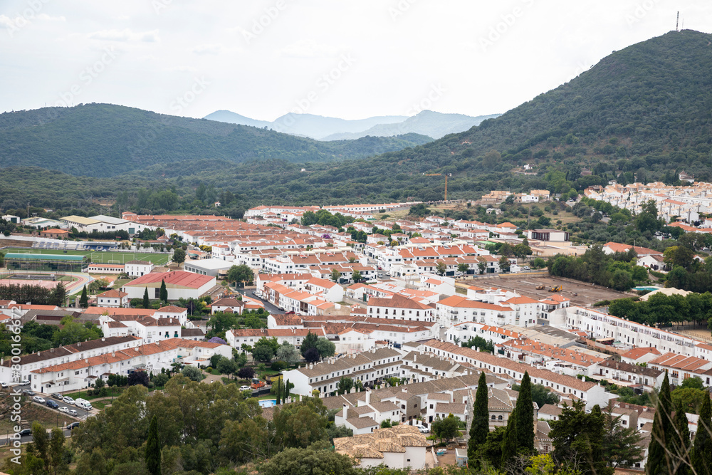 a view over Aracena city, province of Huelva, Andalusia, Spain