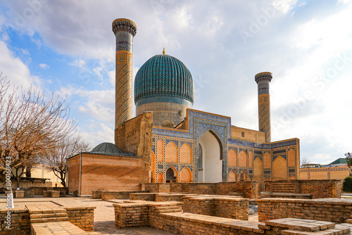 Gur-e-Amir or Amir Temur (Tamerlane) Mausoleum in Samarkand, Uzbekistan - Under this blue cupola lies the tomb of the founder of the Timurid Empire