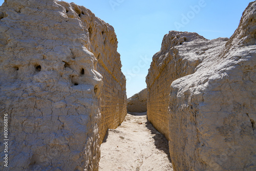 Ruins of the ancient Sogdian capital of Varakhsha, founded in the 1st century BCE in the Bukhara Oasis in the Kyzylkum Desert, Uzbekistan, Central Asia photo