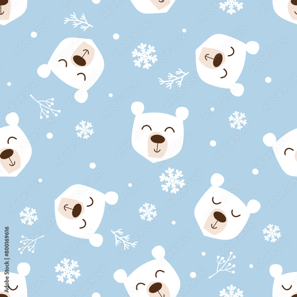 Seamless pattern with cute bear cartoon on winter background vector. Seamless pattern with cute bear cartoon on winter background vector.