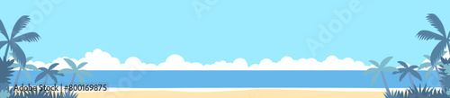 summer image illust with beach and sea	
