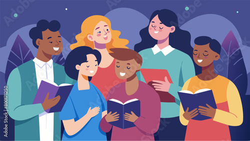 As they blended their voices the choir members shared stories of triumph and struggle finding solace in each others understanding and support.. Vector illustration