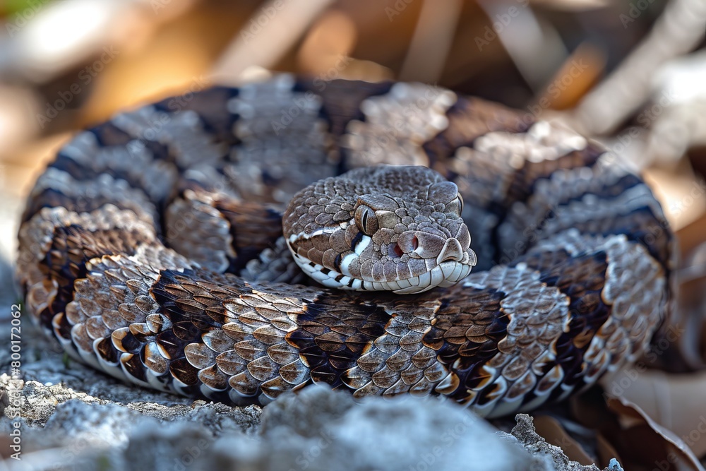 Western Diamondback Rattlesnake: Coiled in a defensive posture, rattling its tail, emphasizing danger. Western Diamondback Rattlesnake: Coiled in a defensive posture, rattling its tail, emphasizing danger.