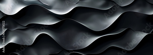 3D Black Wavy Shapes Background  photo