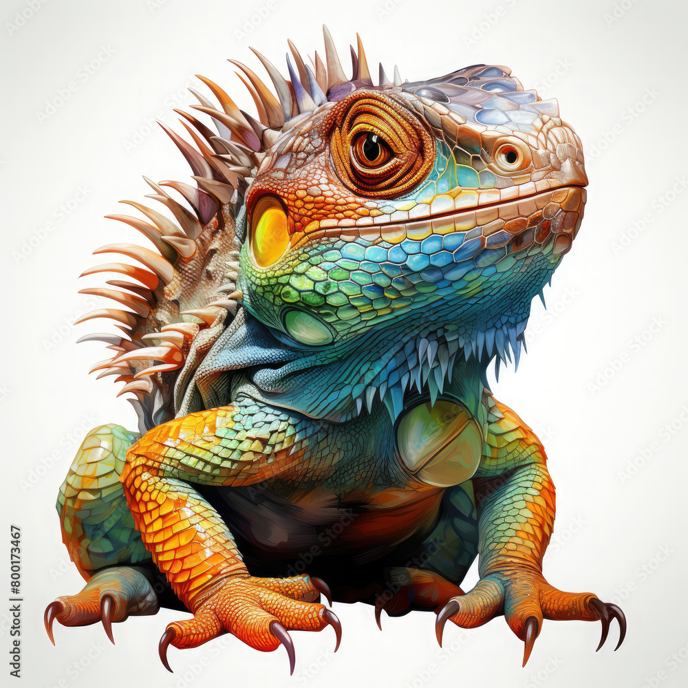 Fototapeta premium Watercolor Horned Lizard Illustration, Generative Ai