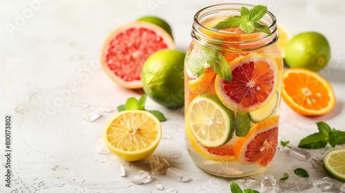 Refreshing citrus infused water with blood orange, lemon, lime and grapefruit