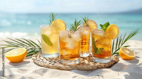 Refreshing summer drinks on the beach.