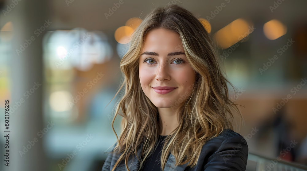 Confident Woman in Business Smiling in a Office Room Confident Woman in Business Smiling in a Office Room