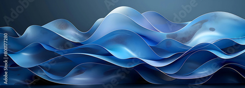  3D Blue Wavy Shapes