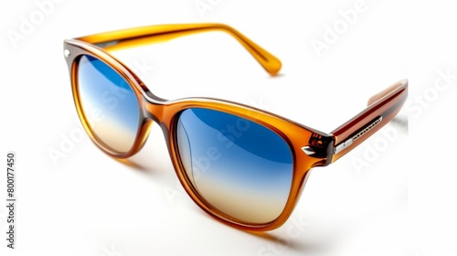 A stylish pair of sunglasses with sleek, modern frames, perfect for a sunny day out, isolated on white background