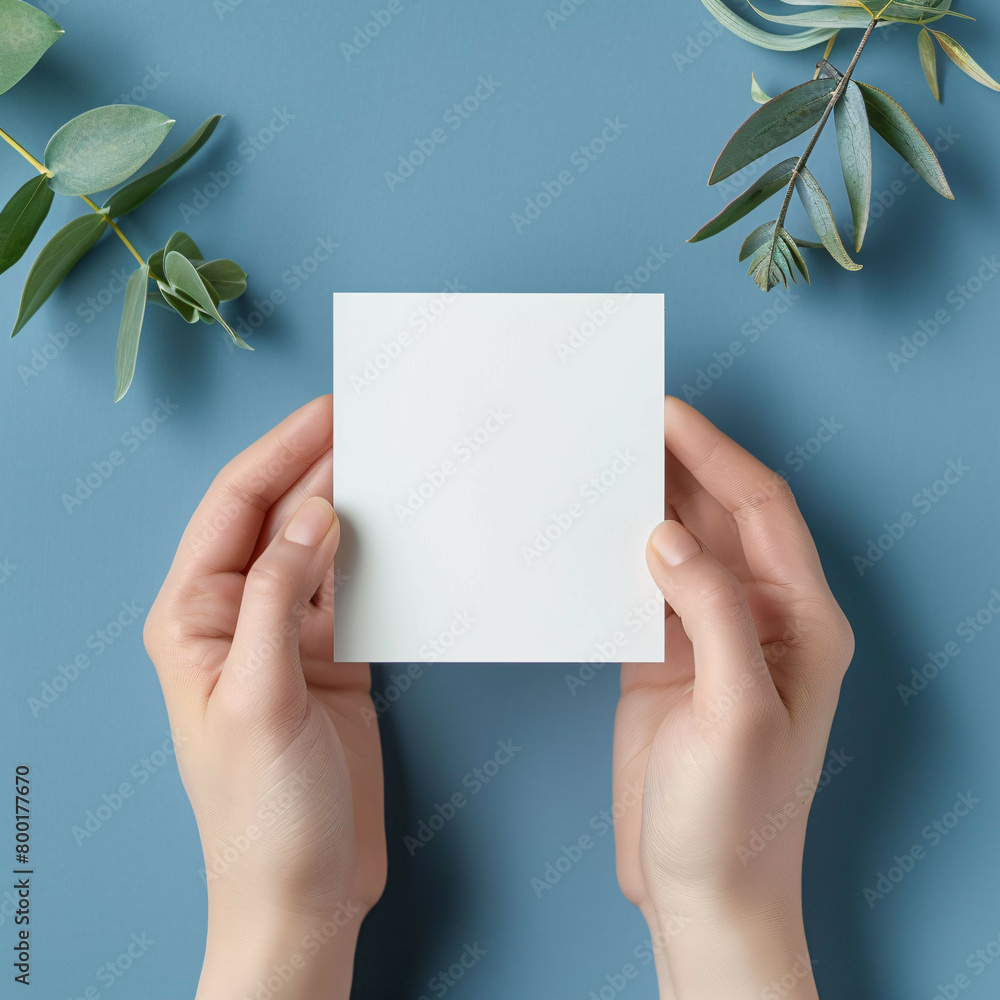 Gentle Hands: Minimalist Cobalt Blue Square Card with Lovely Contrast - Mockup Gentle Hands: Minimalist Cobalt Blue Square Card with Lovely Contrast - Mockup
