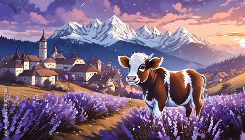 cow in the mountains photo