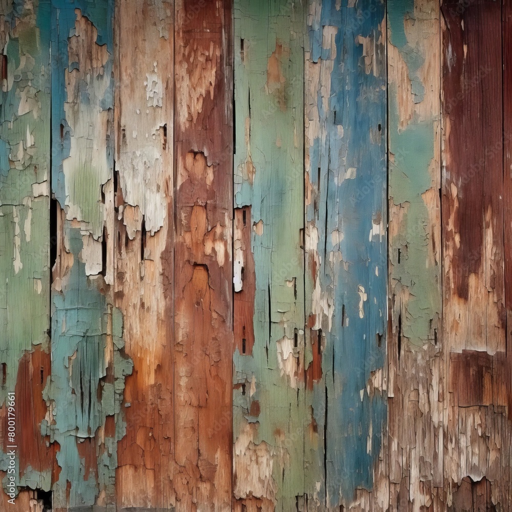 Old wooden planks with peeling paint, adding a sense of history and texture Old wooden planks with peeling paint, adding a sense of history and texture