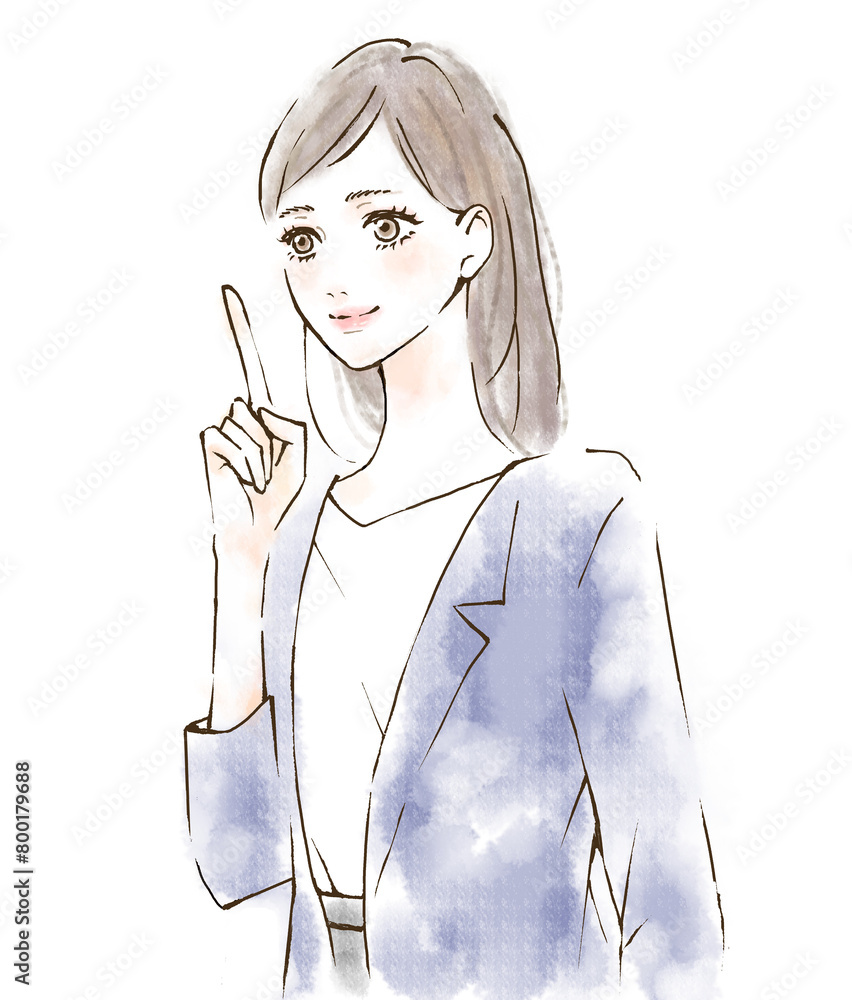 働く女性のイラスト 指差し ジャケット