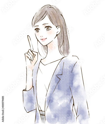 Obraz na płótnie 働く女性のイラスト 指差し ジャケット w salonie