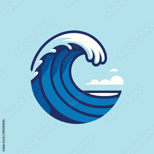 ocean wave logo in flat design style