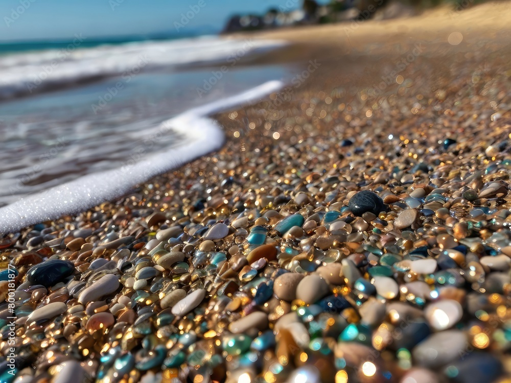 pebble stones. The beach is beautiful with many shimmering pebbles pebble stones. The beach is beautiful with many shimmering pebbles