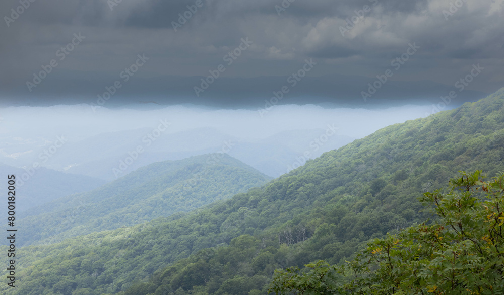 Fototapeta premium Mountains in a heavy fog