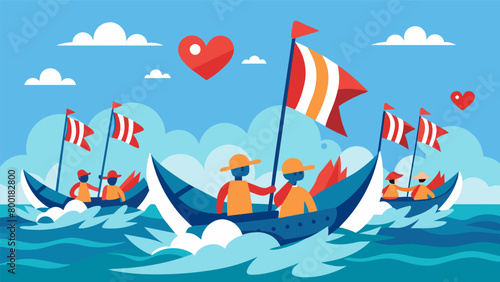 The sight of the regatta fills the heart with pride and joy as the boats carry the spirit of patriotism on their sails.. Vector illustration
