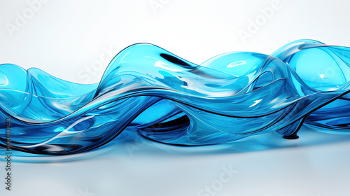 Splashing Light Blue Color Liquid Paint On Plain White Background
