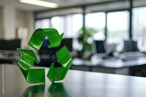 Sustainability and Recycling Symbol in Green Office Environment