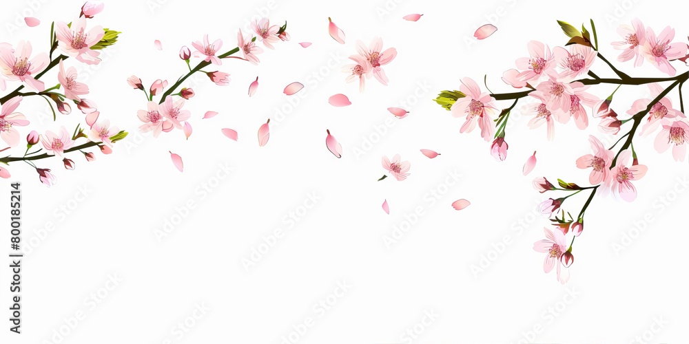 Sakura branches on a white background
