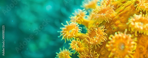 yellow corals on green background.