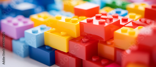 Colorful Assortment of Interlocking Plastic Toy Blocks