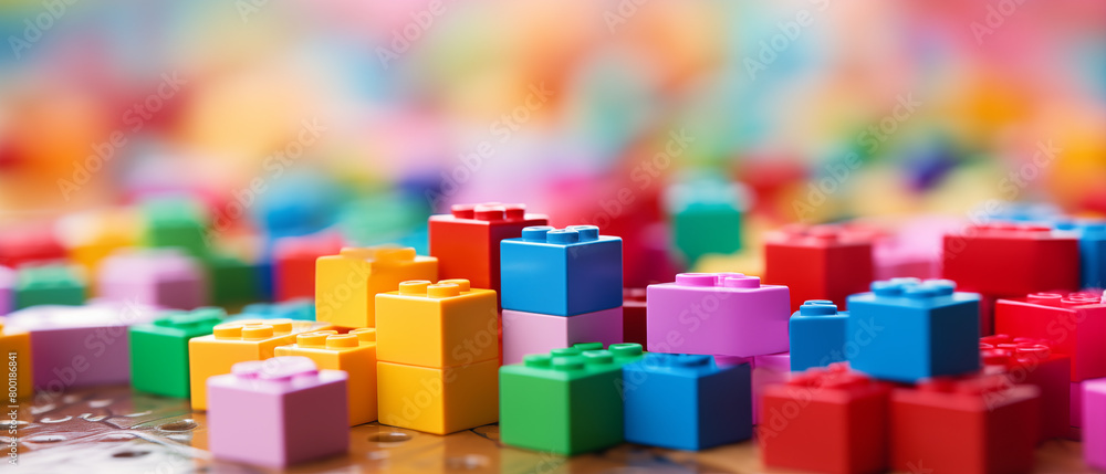 Colorful Interlocking Toy Bricks Close-up Colorful Interlocking Toy Bricks Close-up