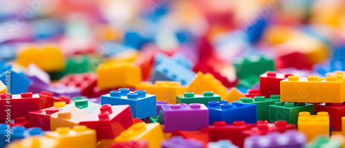 Assorted Plastic Building Blocks on Colorful Background