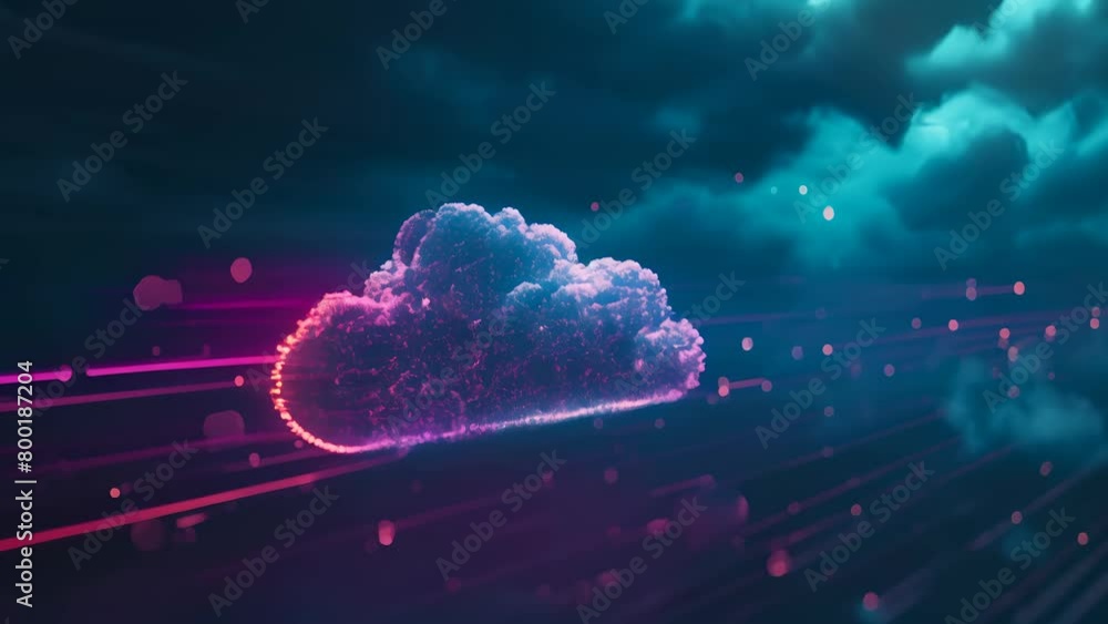 Digital cloud structure with futuristic network lines representing data flow and connectivity Digital cloud structure with futuristic network lines representing data flow and connectivity