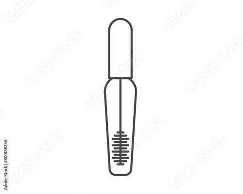 Makeup and cosmetics. Vector graphic icons of beauty in the form of eyelashes, mascara with a brush.