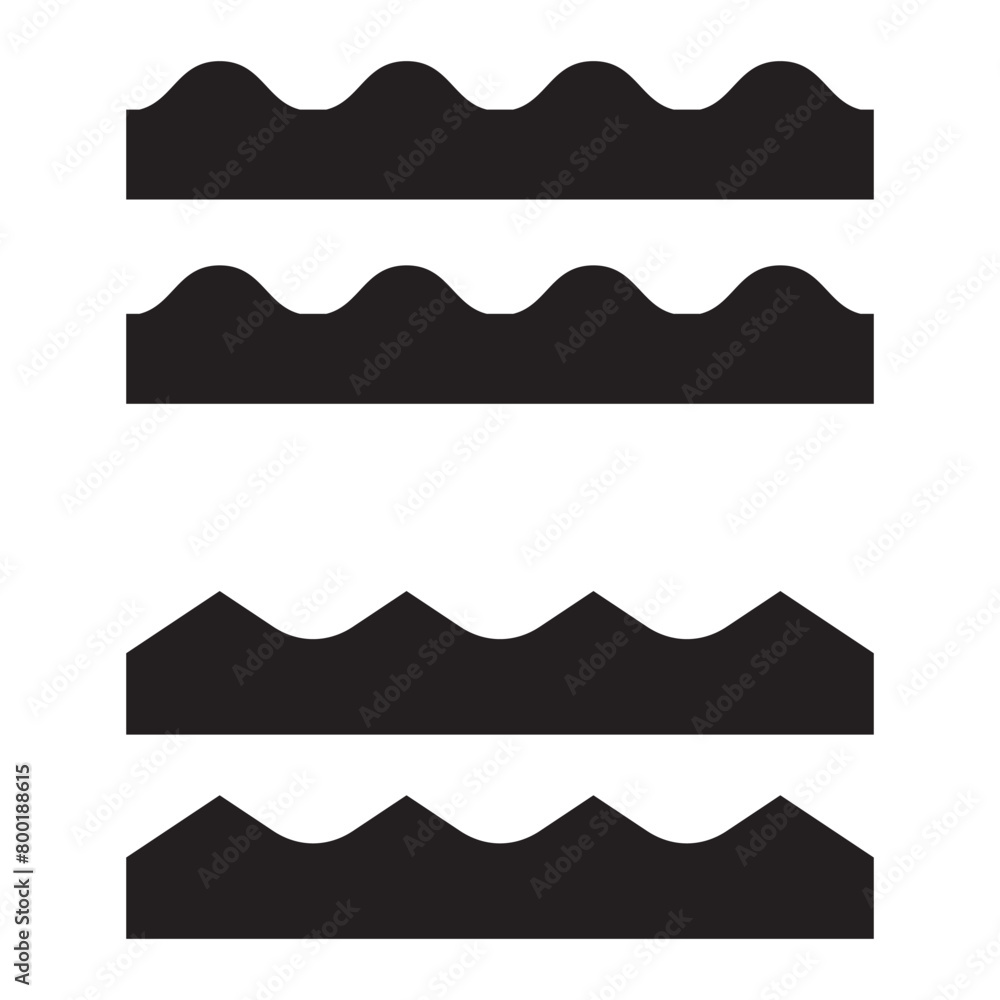 Sea wave icon set. Water logo, line ocean symbol in vector flat Sea wave icon set. Water logo, line ocean symbol in vector flat