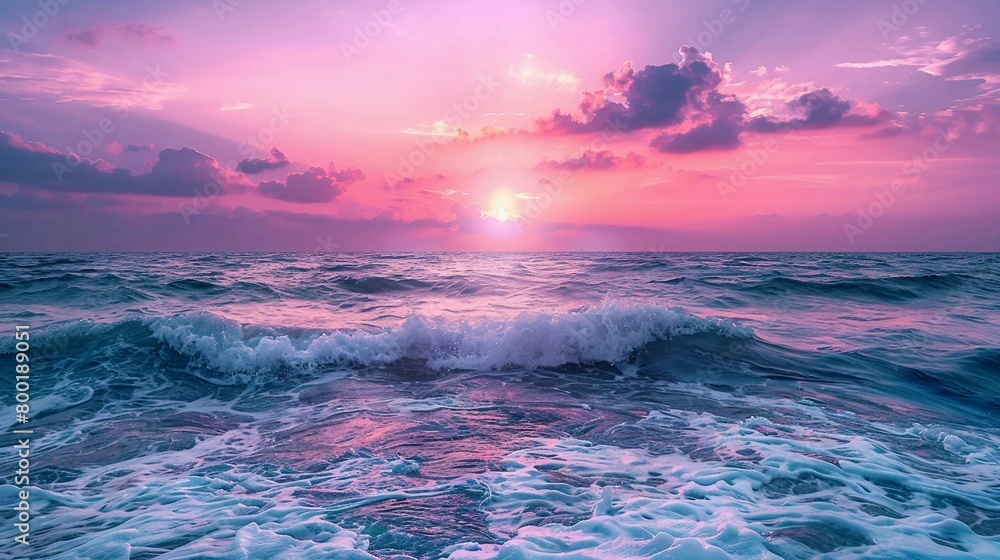  pink sunset with sea 