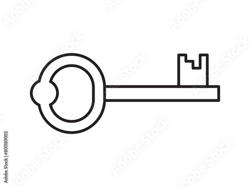 Key icon for house representation, isolated against a white background. This simple vector symbol evokes a sense of warmth and security, embodying the concept of home.
