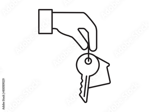 Key icon for house representation, isolated against a white background. This simple vector symbol evokes a sense of warmth and security, embodying the concept of home.