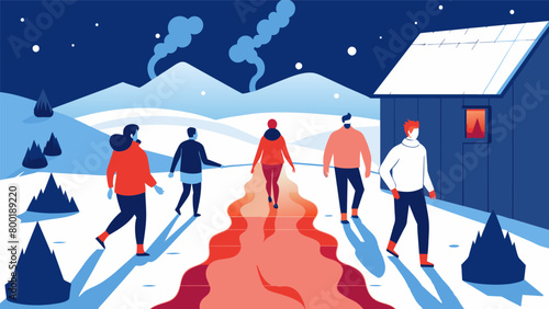 Crisp snow crunches beneath their feet as they make their way to the infrared sauna a sanctuary of heat and rejuvenation..