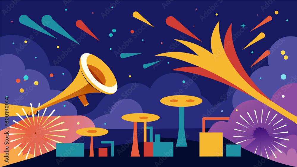 Φωτογραφία The distant sounds of traffic and honking horns are drowned out by the symphony of fireworks exploding in the sky filling the air with a sense of