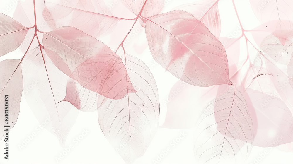 Transparent pink leaves on a white background
Transparent pink leaves on a white background