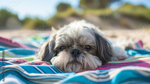 Cachorro fofo na praia  photo