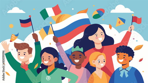 Waving flags and beaming smiles could be seen in every corner of the mural as the community worked tirelessly to bring their vision of a united and. Vector illustration