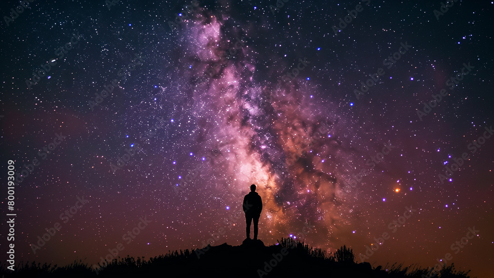 Fototapeta premium Stellar Strength: Transcending Limits Under the Night Sky